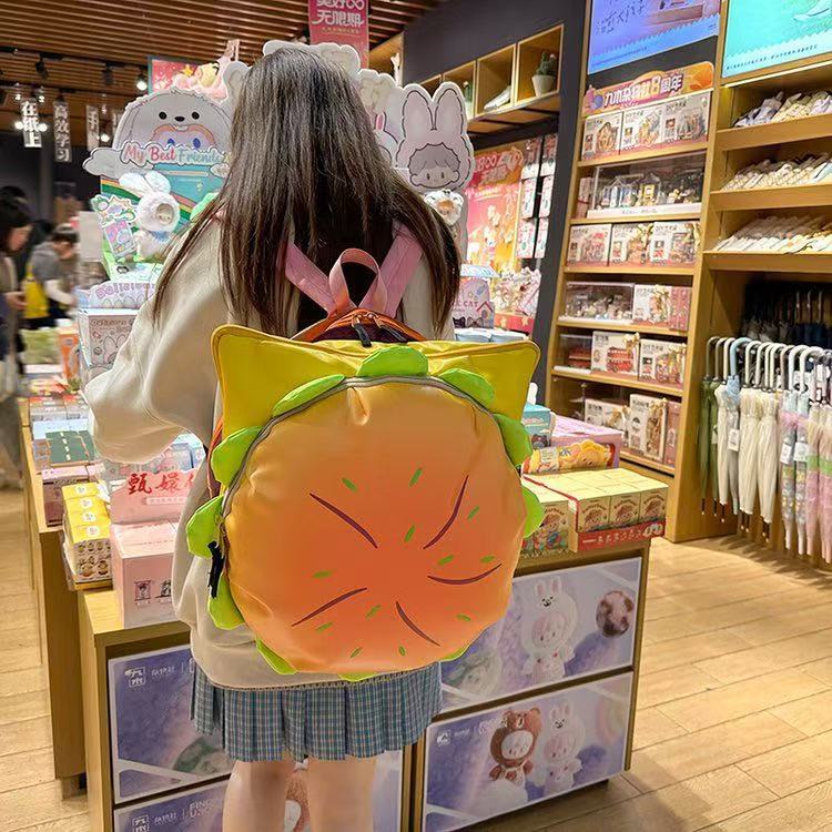 Kids Education School - 2026 Cute 3D Hamburger Backpack Cartoon