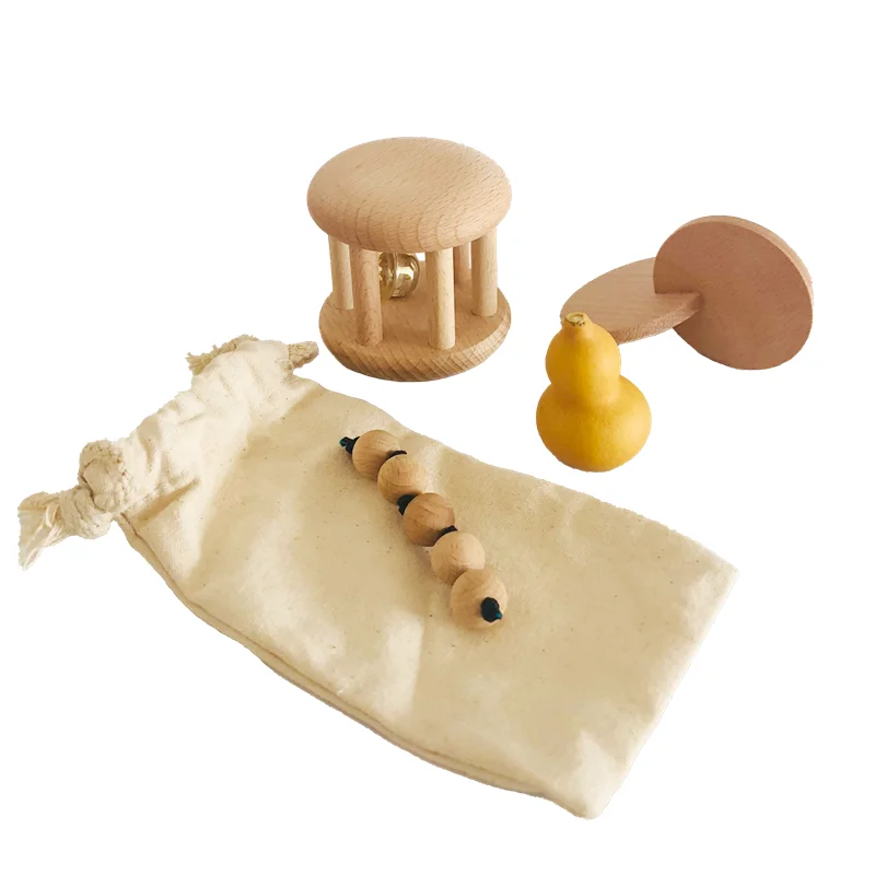 Kids Educational Box - Montessori Wood Bell Rattle Interlocking Discs