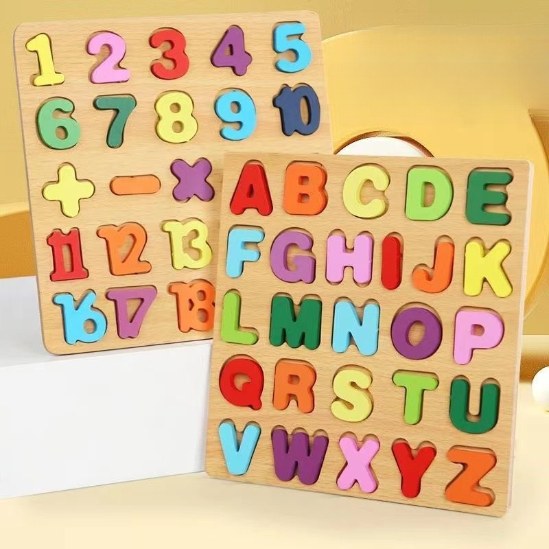 Kids Education Alphabet Numbers - Wooden Alphabet Puzzle Board Number Wooden