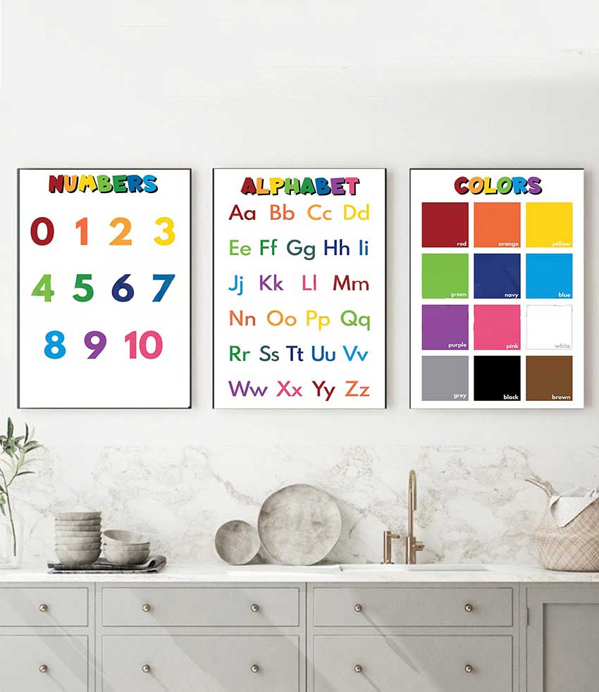 Kids Education Alphabet Numbers - 1pc frameless Kids Educational Classroom Posters,