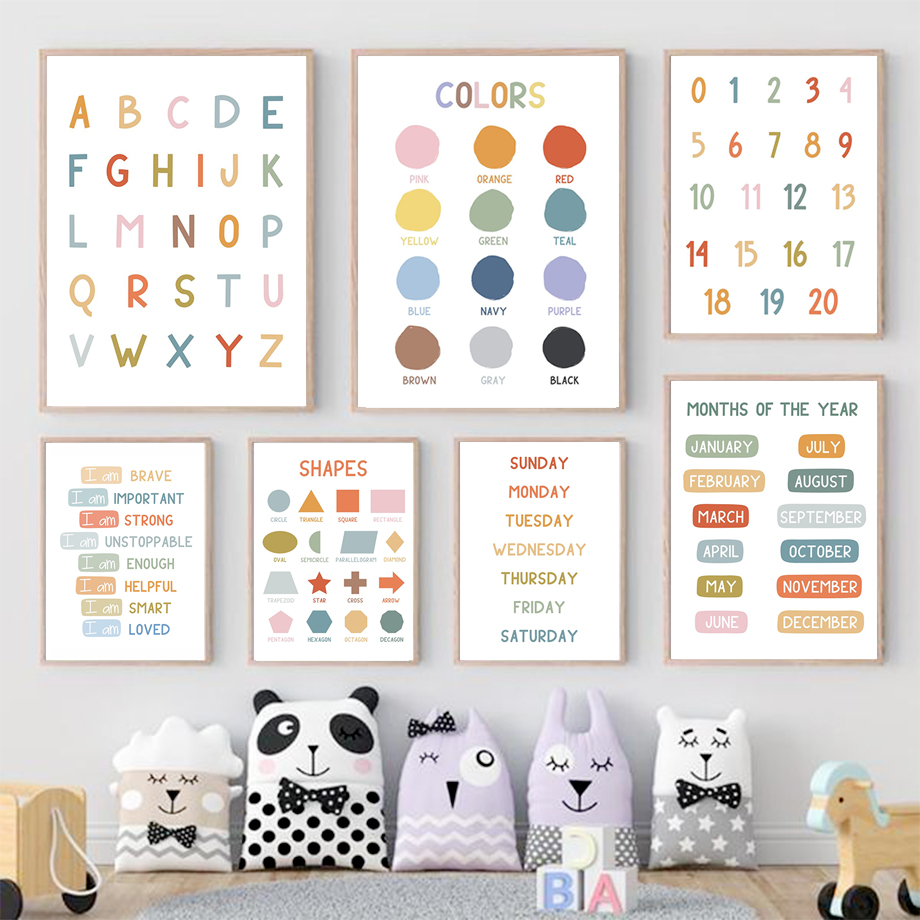 Kids Education Alphabet Numbers - English Education Poster Alphabet Number Color